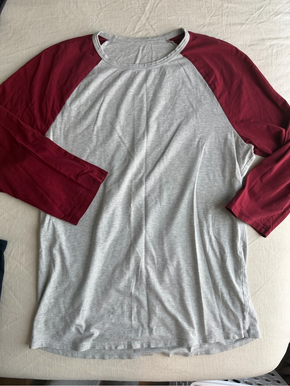 Grey and Burgundy Lululemon Baseball Tee